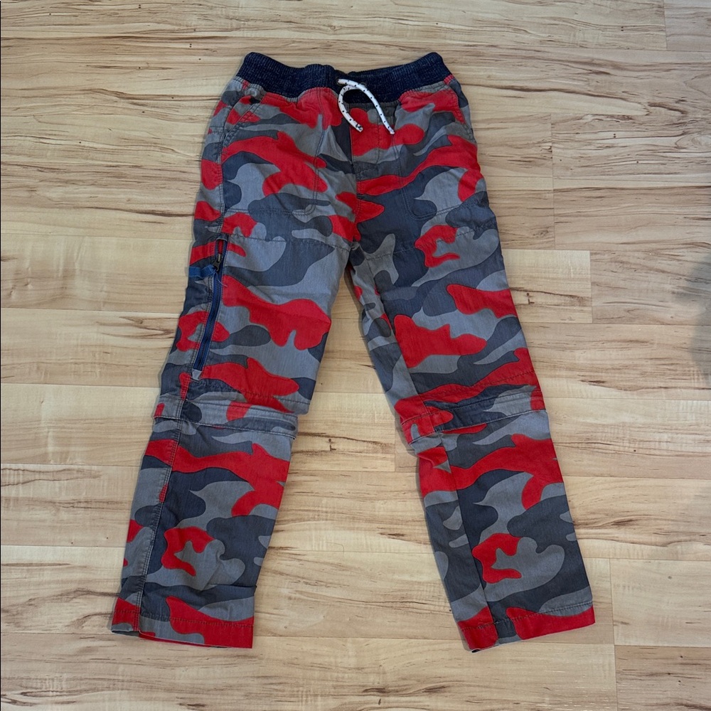 Mini Boden Red and Gray Camo Jogger Pants